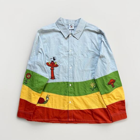 Disney Mickey Mouse Button Shirt Mens L Retro Hippie Mushroom Groovy Psychedelic - Picture 1 of 16